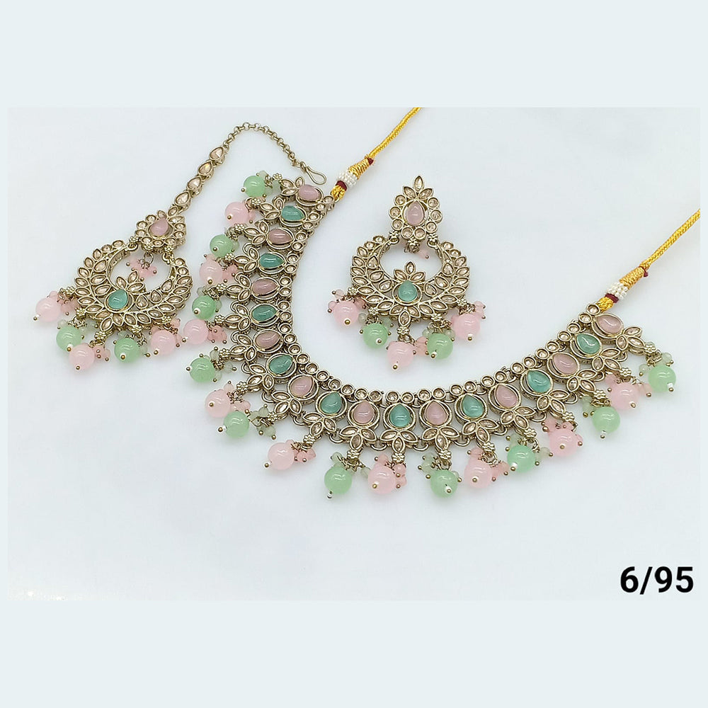 FS Collection Gold Plated Crystal Stone Necklace Set