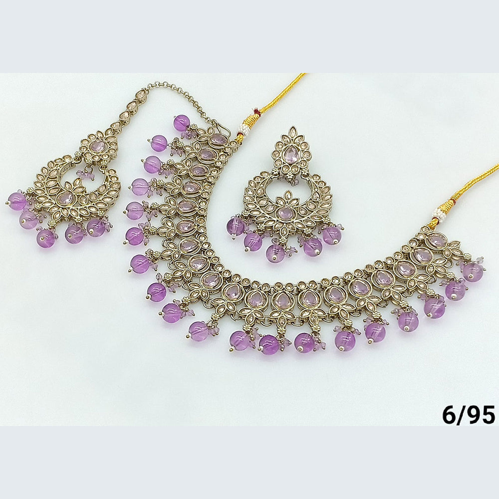 FS Collection Gold Plated Crystal Stone Necklace Set