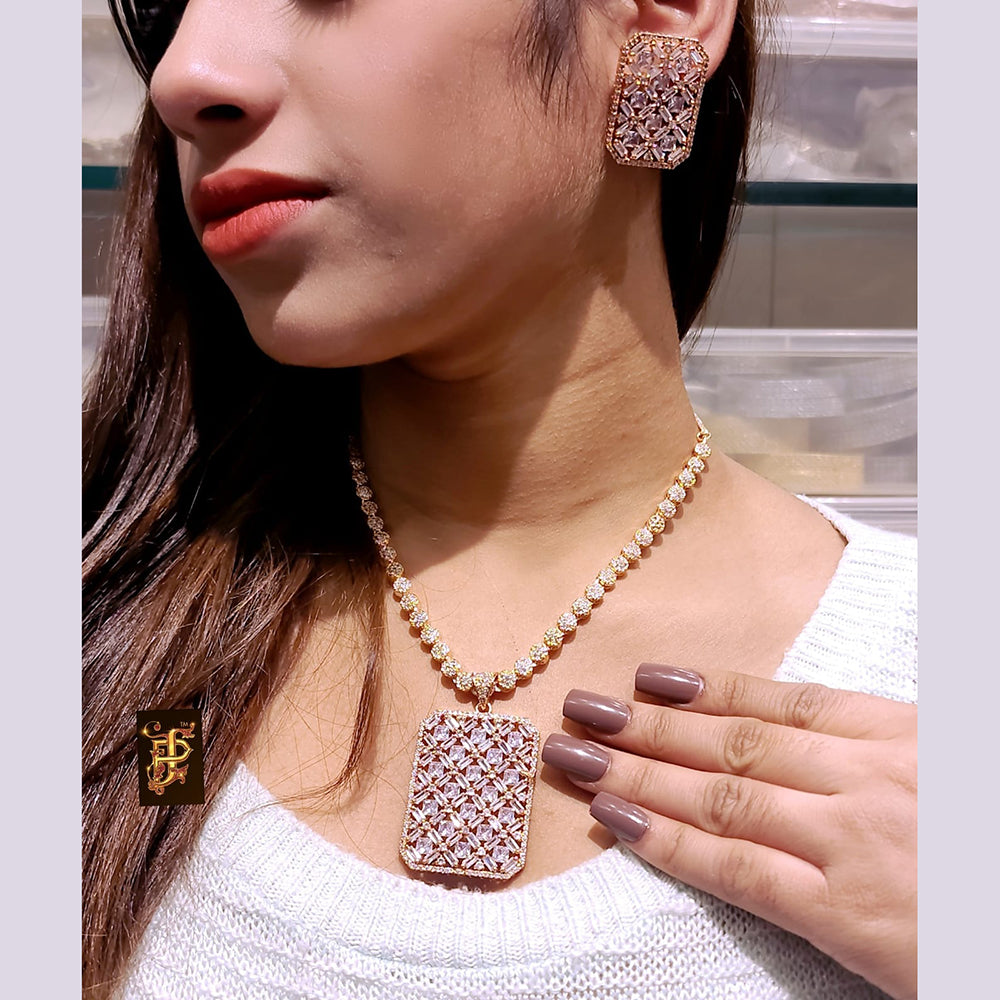 FS Collection Gold Plated AD Necklace Set