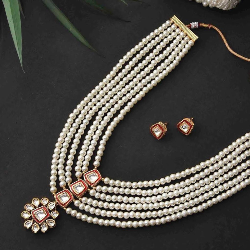 FS Collection Gold Plated Kundan Stone Necklace Set