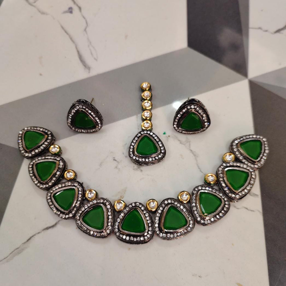 FS Collection Gold Plated Crystal Stone Necklace Set