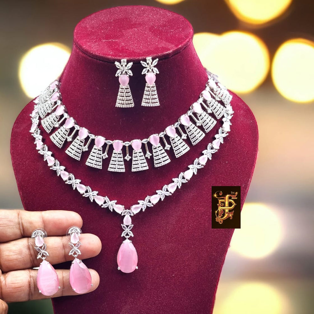 FS Collection Gold Plated Ad Stone Necklace Set