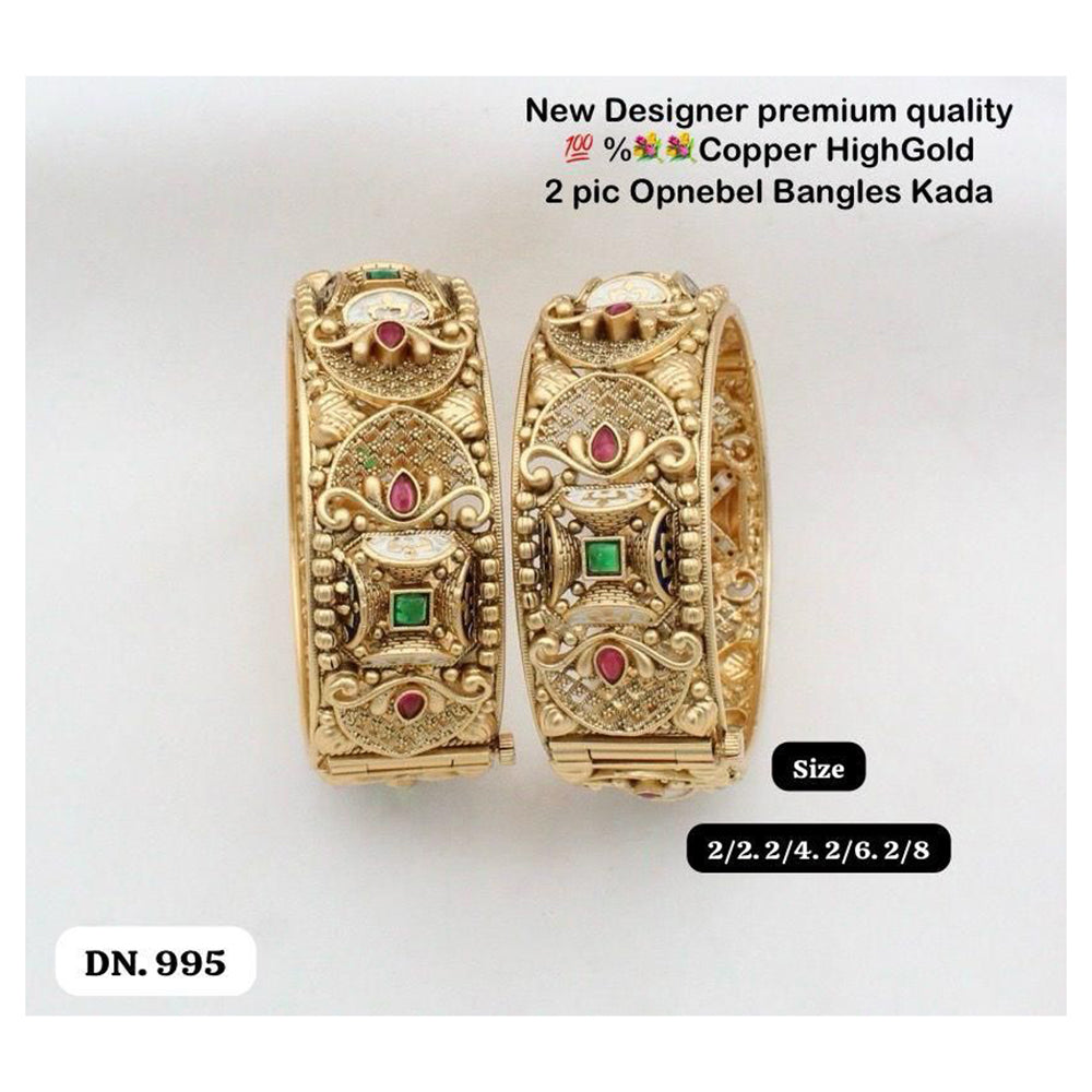 FS Collection Gold Plated Pota Stone Openable Kada