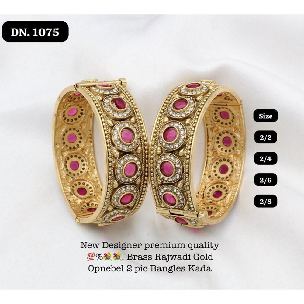 FS Collection Gold Plated Pota Stone Openable Kada