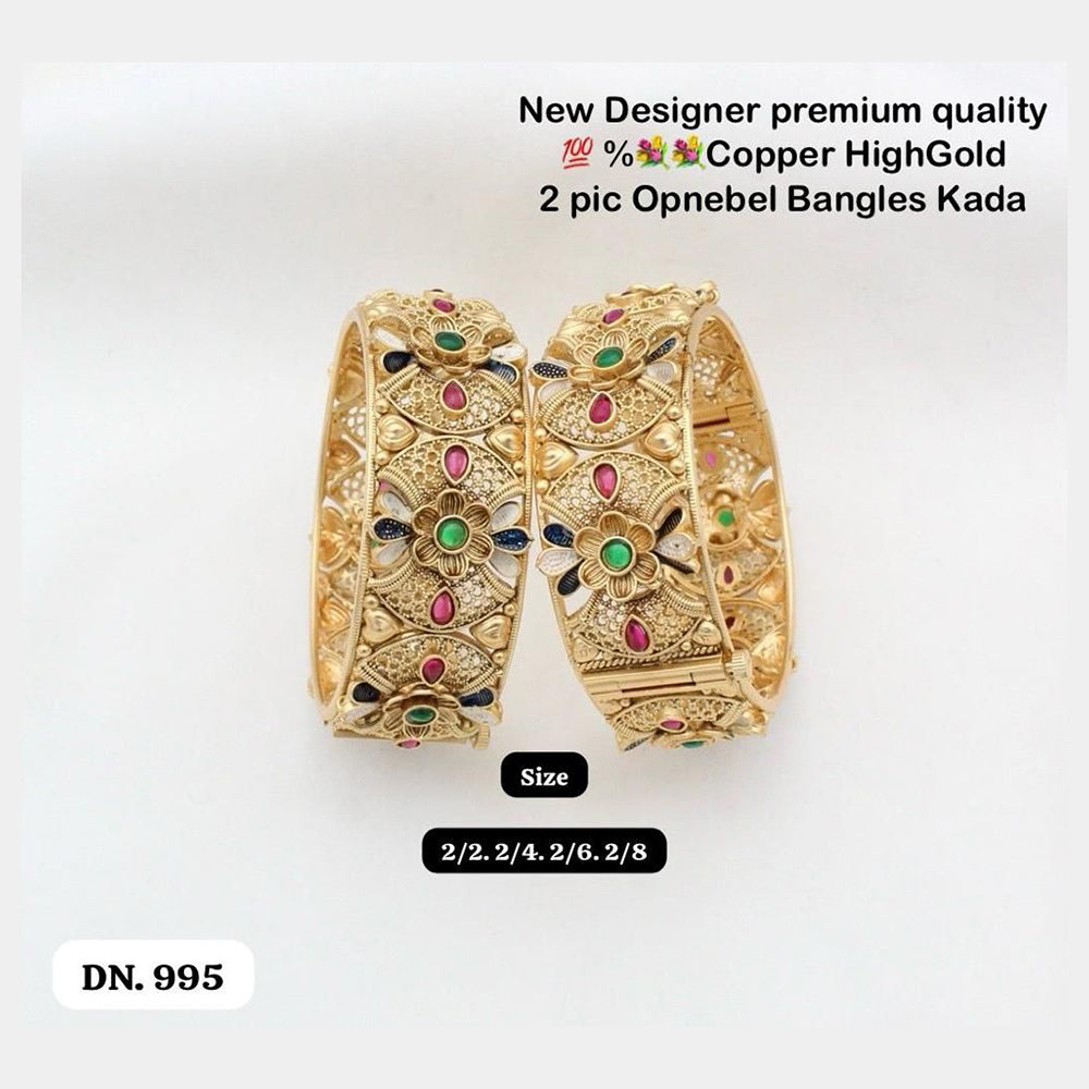 FS Collection Gold Plated Pota Stone Openable Kada