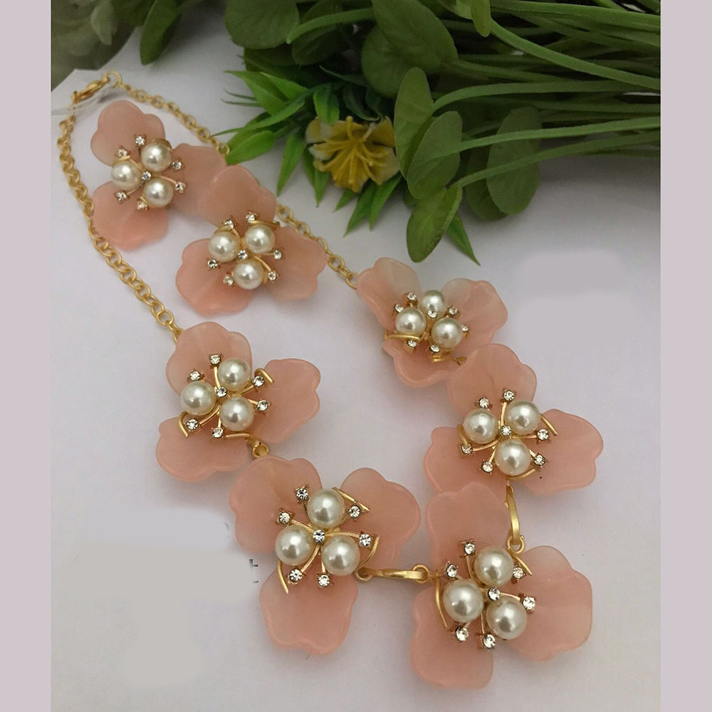 FS Collection Gold Plated Pearl Necklace Set