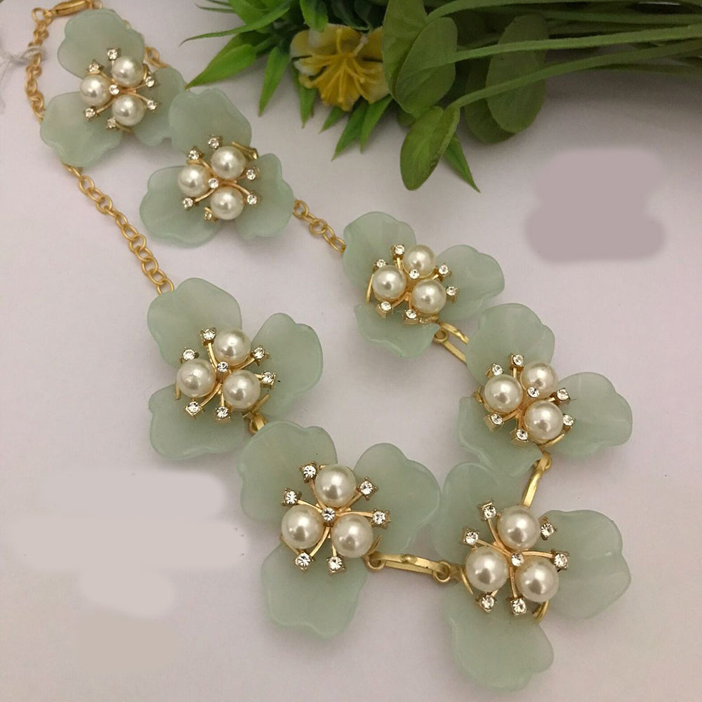 FS Collection Gold Plated Pearl Necklace Set