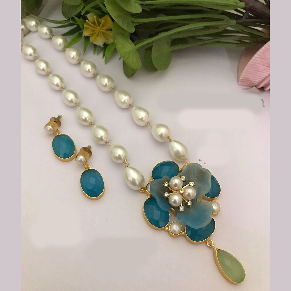 FS Collection Gold Plated Pearl Necklace Set