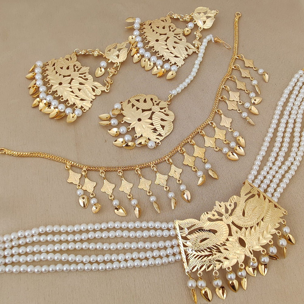 FS Collection Gold Plated Pearl Necklace Set