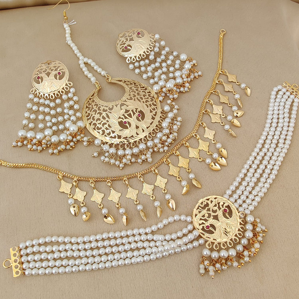 FS Collection Gold Plated Pearl Necklace Set