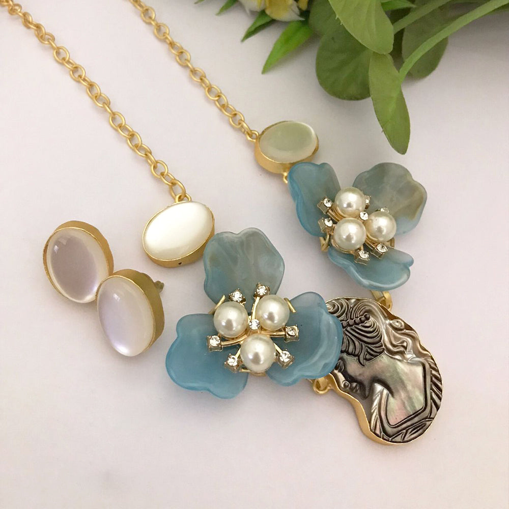 FS Collection Gold Plated Pearl Necklace Set