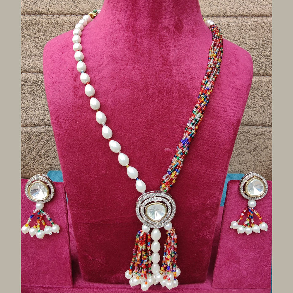 FS Collection Crystal And Pearl Long Necklace Set