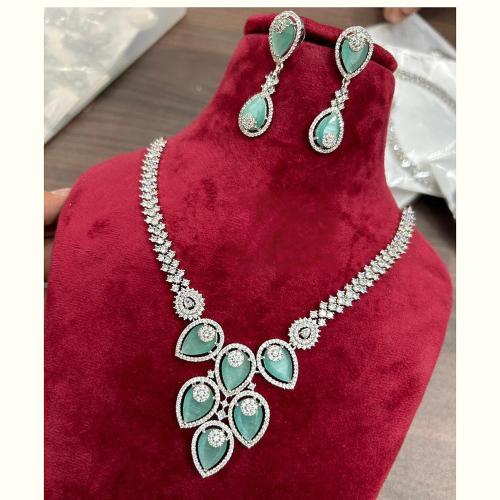 FS Collection Silver Plated AD Necklace Set