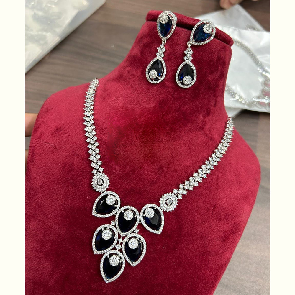 FS Collection Silver Plated AD Necklace Set