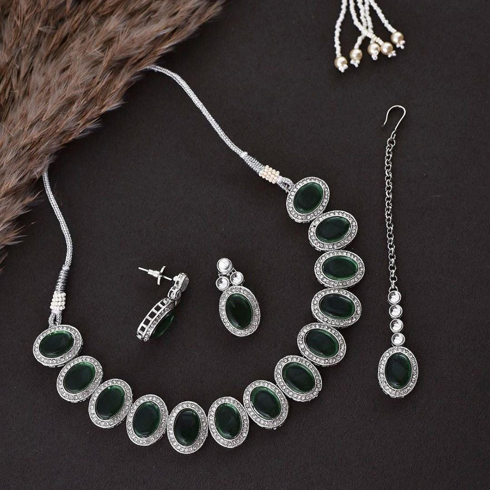 FS Collection Silver Plated AD Necklace Set