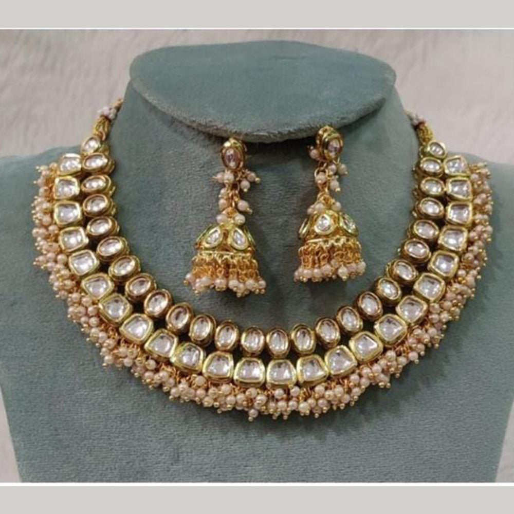 FS Collection Gold Plated Kundan Necklace Set