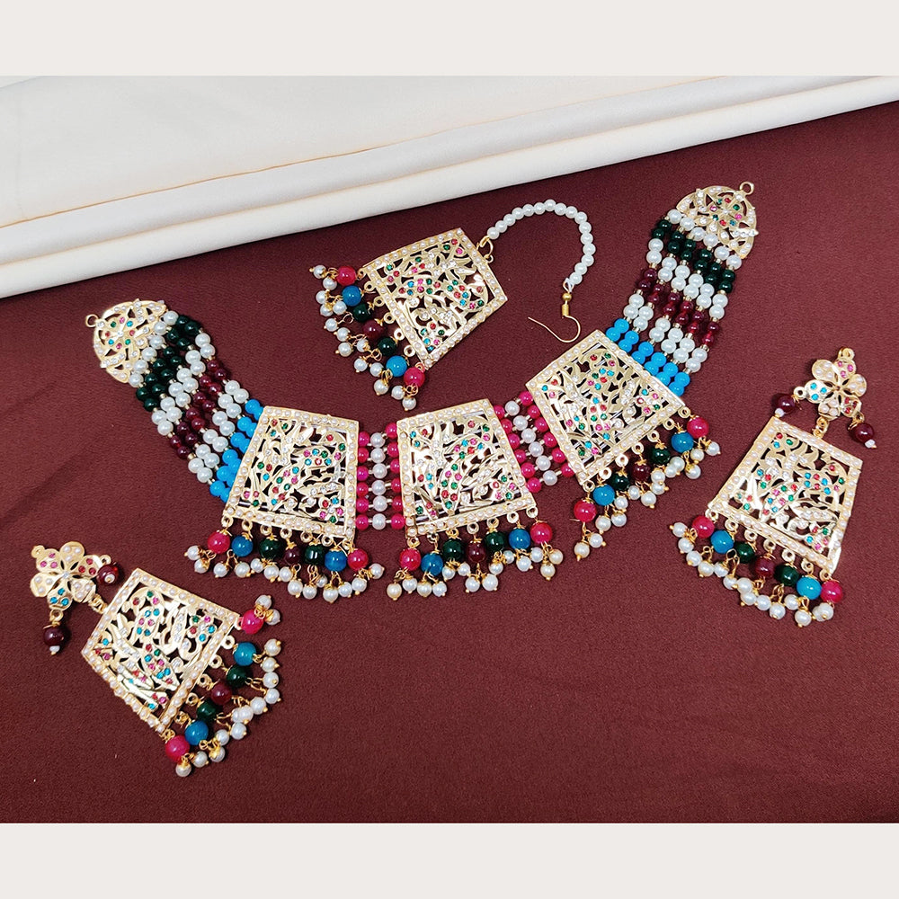 FS Collection Gold Plated Austrian Stone Choker Necklace Set
