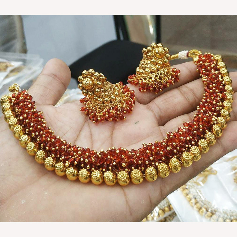 FS Collection Gold Plated Pearl Necklace Set