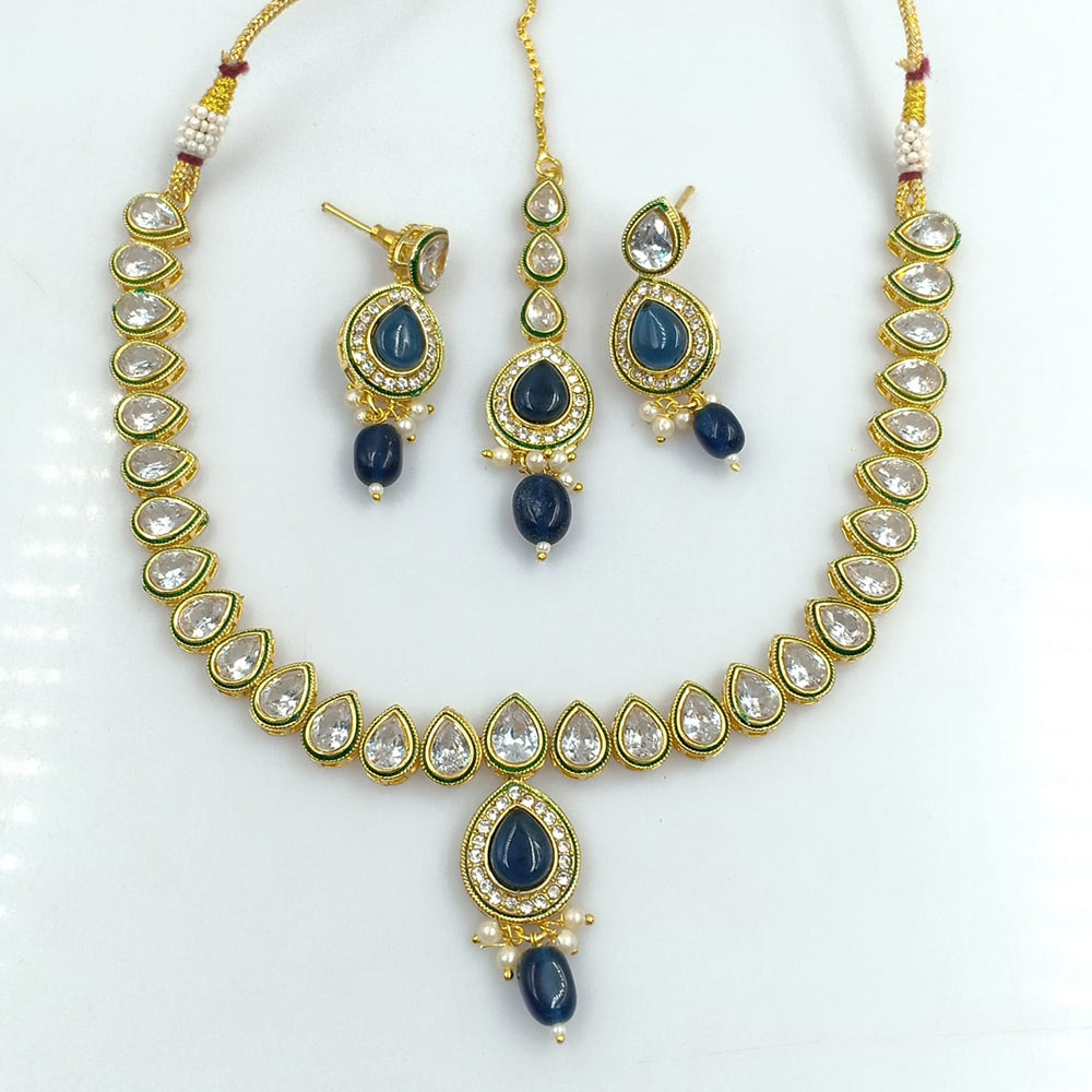 FS Collection Gold Plated Kundan Necklace Set