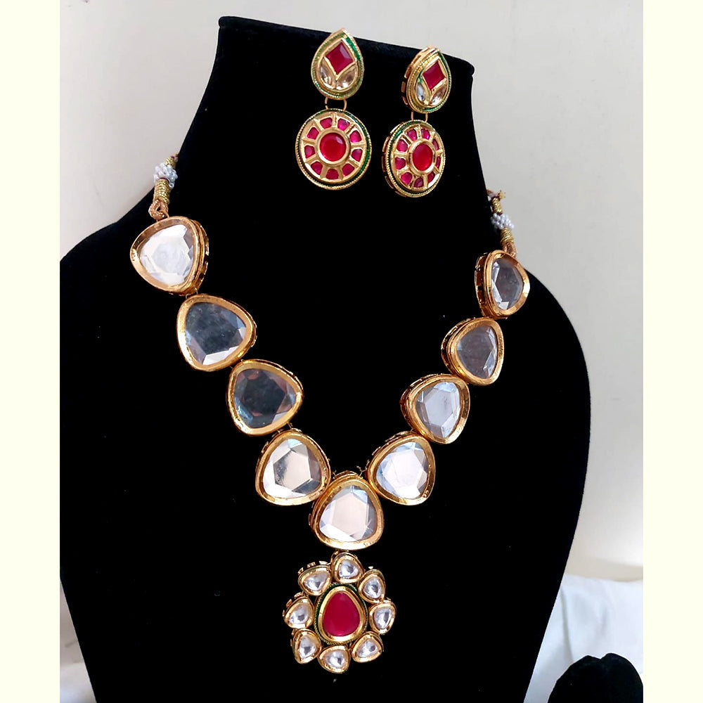 FS Collection Gold Plated Kundan Necklace Set