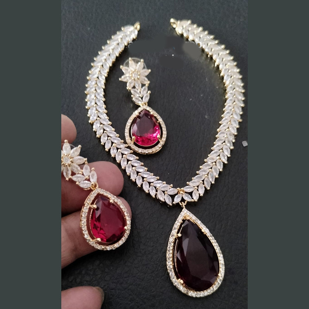 FS Collection Gold Plated AD Necklace Set
