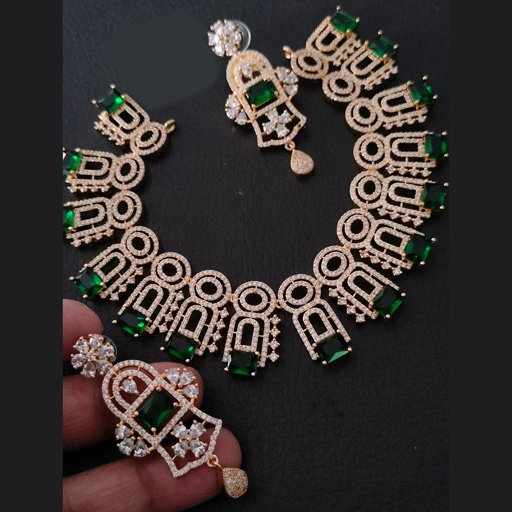 FS Collection Rose Gold Plated AD Necklace Set