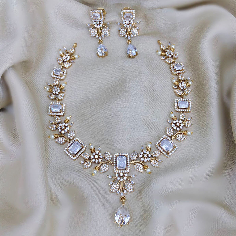 FS Collection Gold Plated Austrian Stone Necklace Set