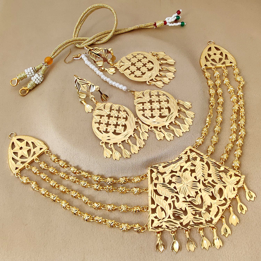 FS Collection Gold Plated Choker Necklace Set