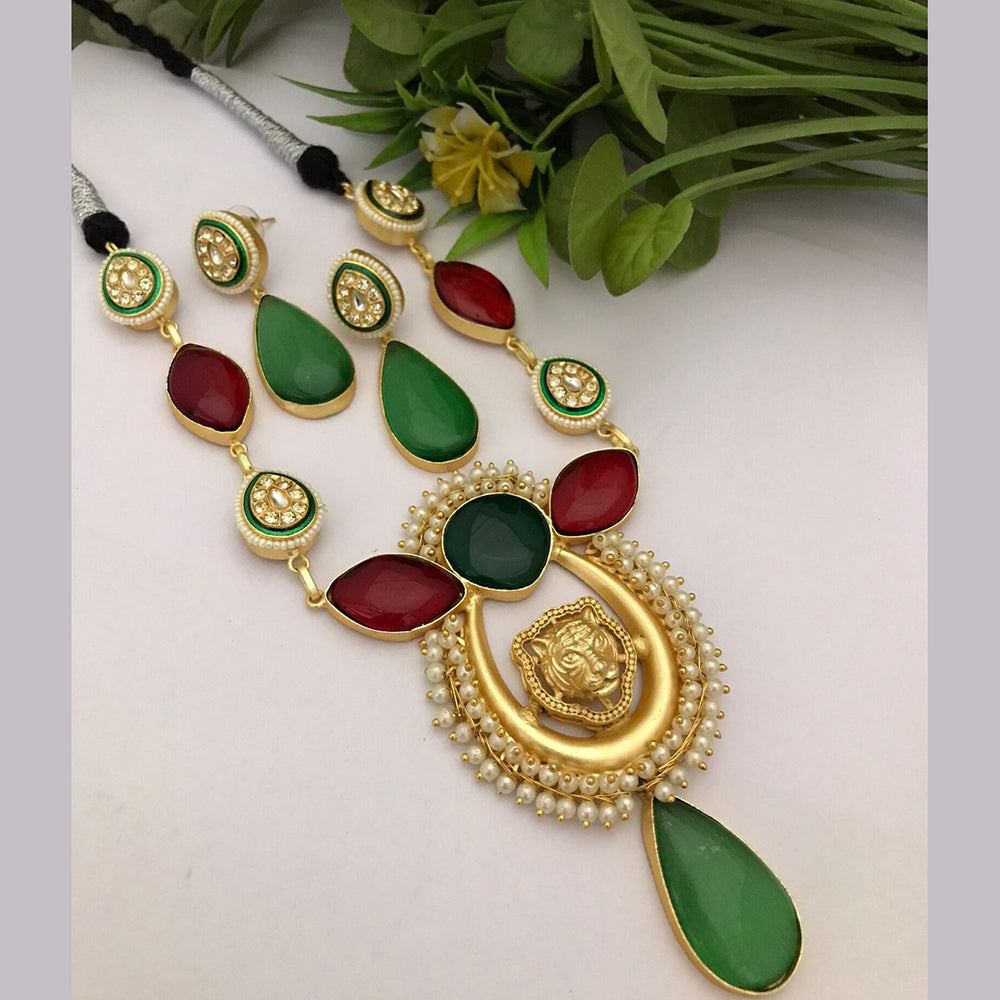 FS Collection Gold Plated Crystal Stone Necklace Set