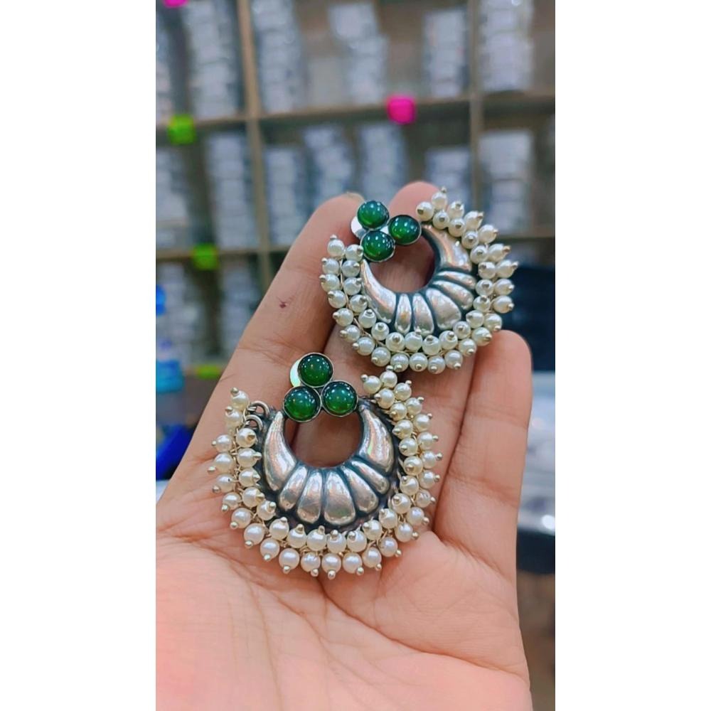 Akruti Collection Oxidised Plated Crystal Stone Dangler Earrings