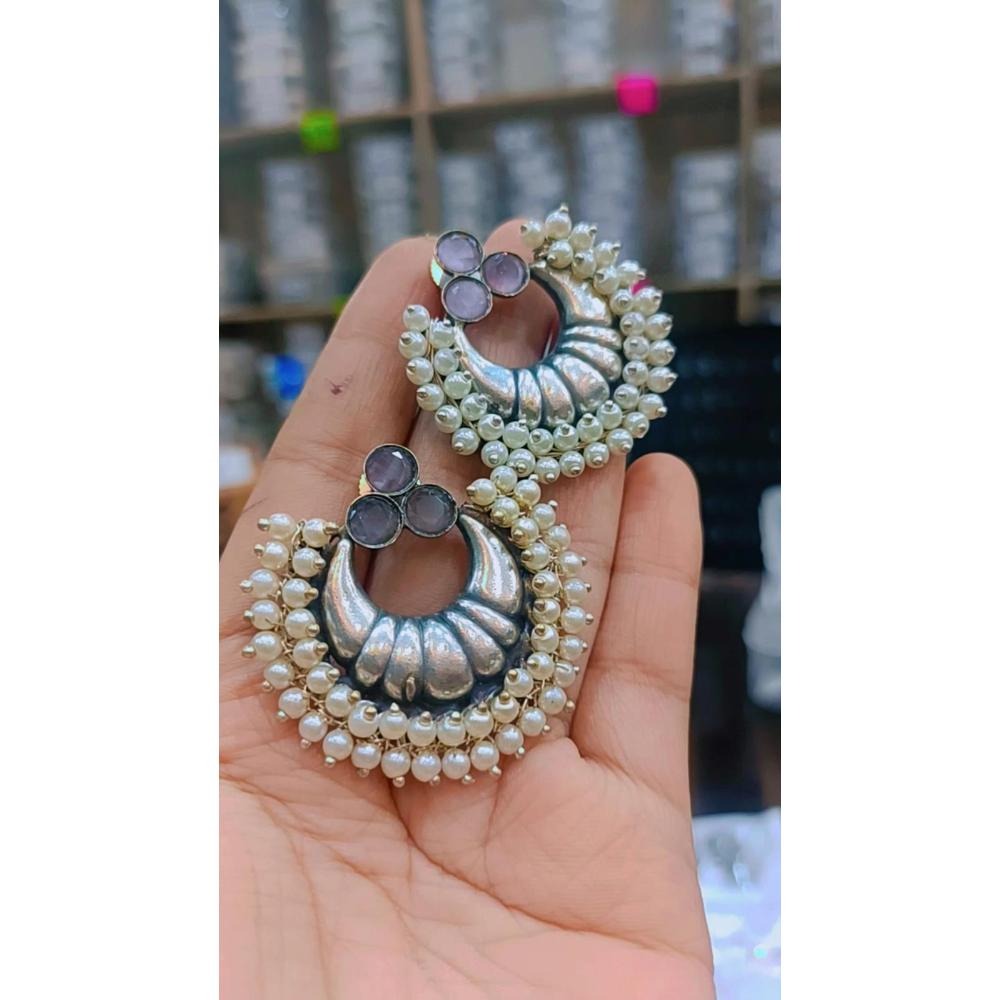 Akruti Collection Oxidised Plated Crystal Stone Dangler Earrings