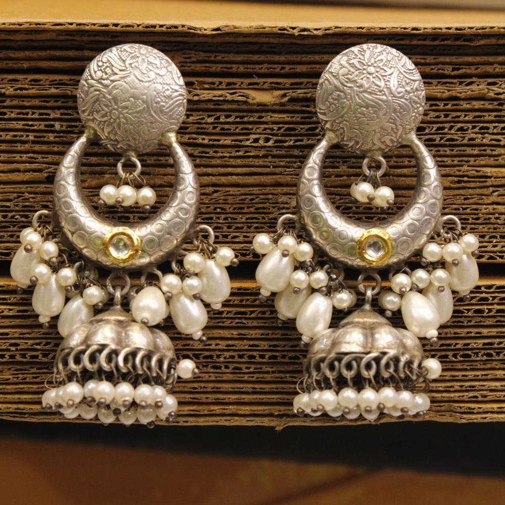 Akruti Collection Oxidised Plated Jhumki Earrings