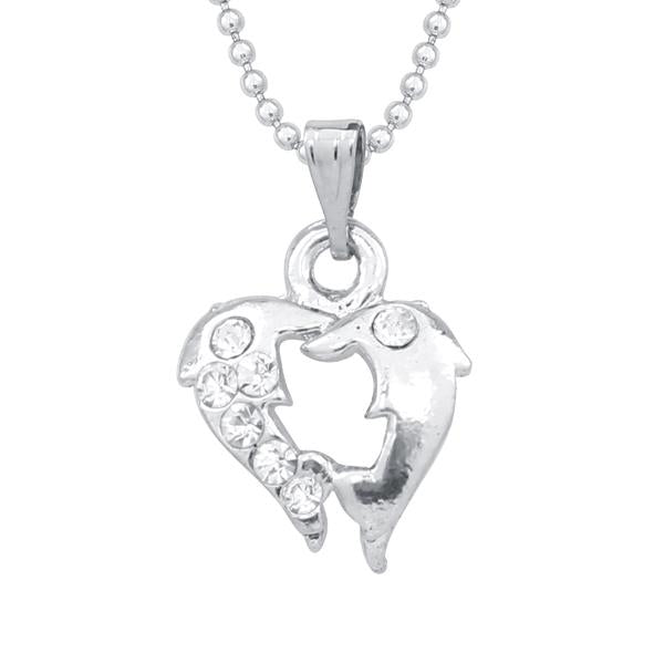Regina Austrian Stone Silver Plated Heart Chain Pendant