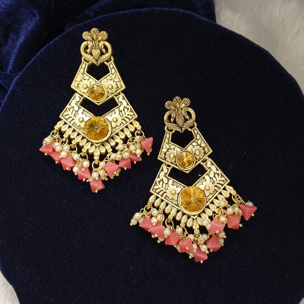 Darshana Jewels Crystal Stone Gold Plated Dangler Earrings