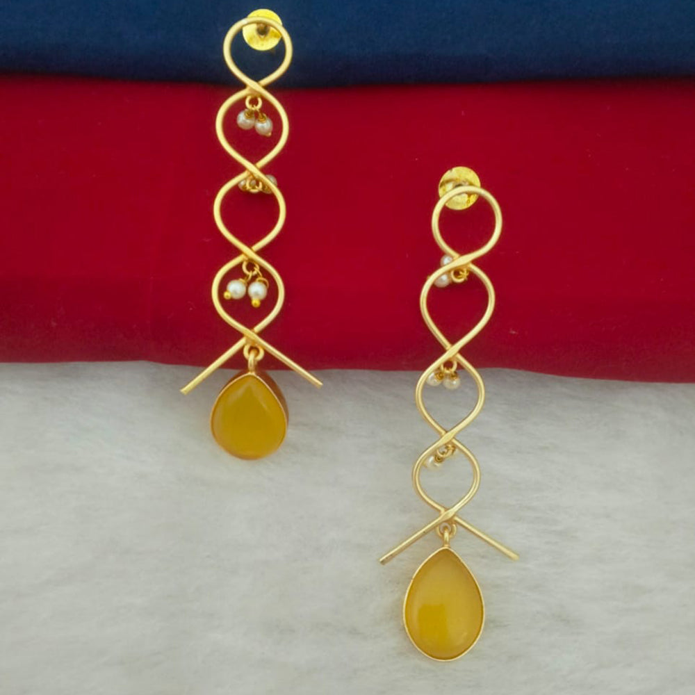 Marudhar Creations Gold Plated Matte Finish Dangler Earrings