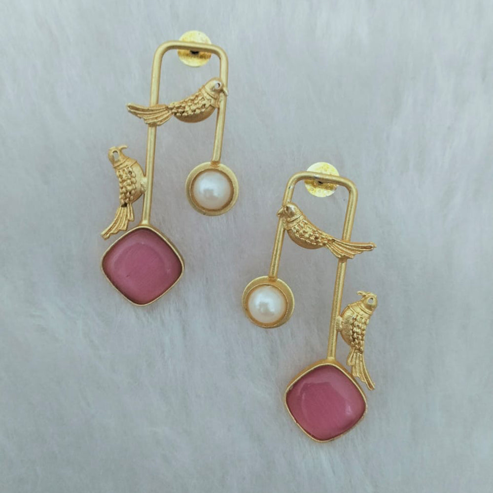 Marudhar Creations Gold Plated Matte Finish Dangler Earrings