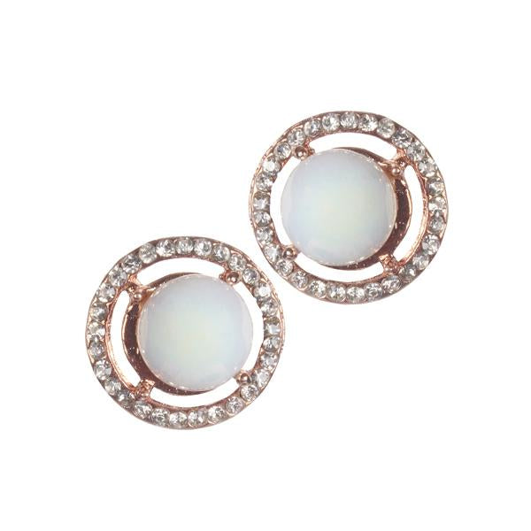 Urbana Glass Pearl Rose Gold Plated Stud Earrings - 1306806