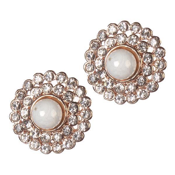 Urbana Glass Pearl Rose Gold Plated Stud Earrings - 1306816