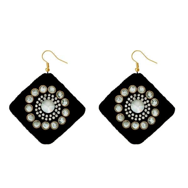Jeweljunk Austrian Stone Black Velvet Earrings - 1308340E