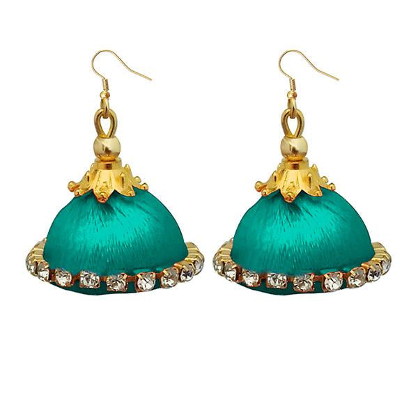 Jeweljunk Austrian Stone Green Thread Earrings - 1309074J