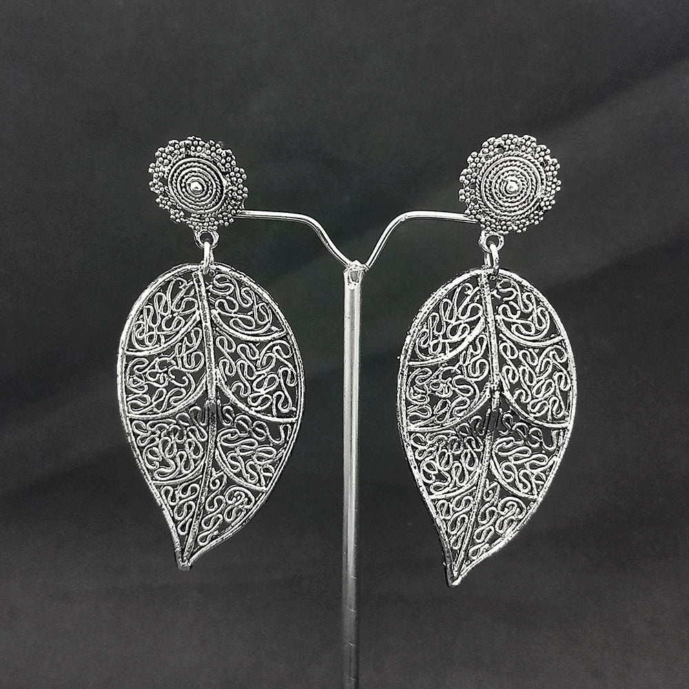 Jeweljunk Silver Plated Leaf Design Dangler earrings