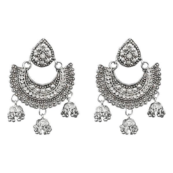 Jeweljunk Silver Plated Austrian Stone Drop Dangler Earrings - 1311262