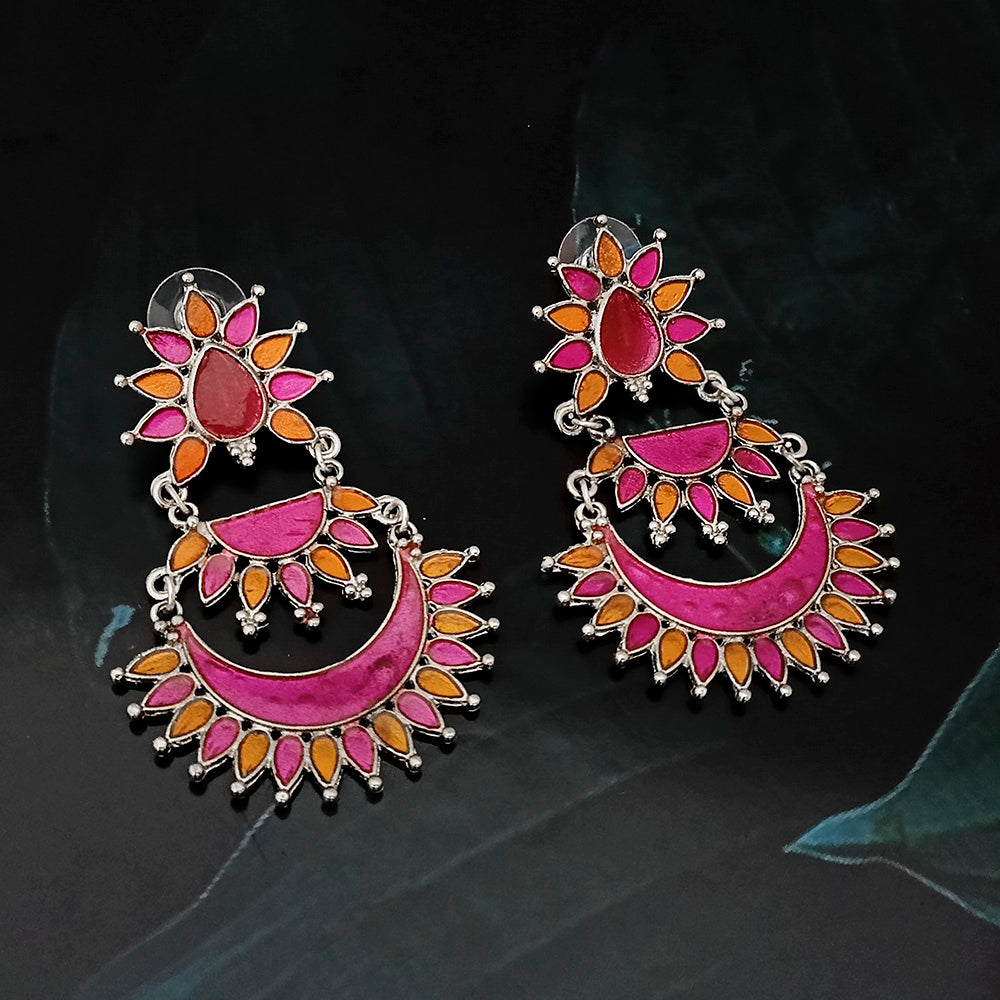 Jeweljunk Meenakari Oxidised Afghani Dangler Earrings