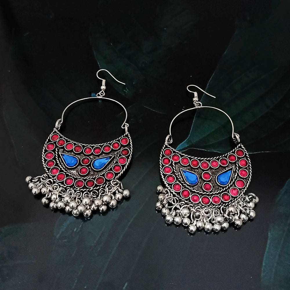 Jeweljunk Kundan Stone Oxidised Afghani Dangler Earrings