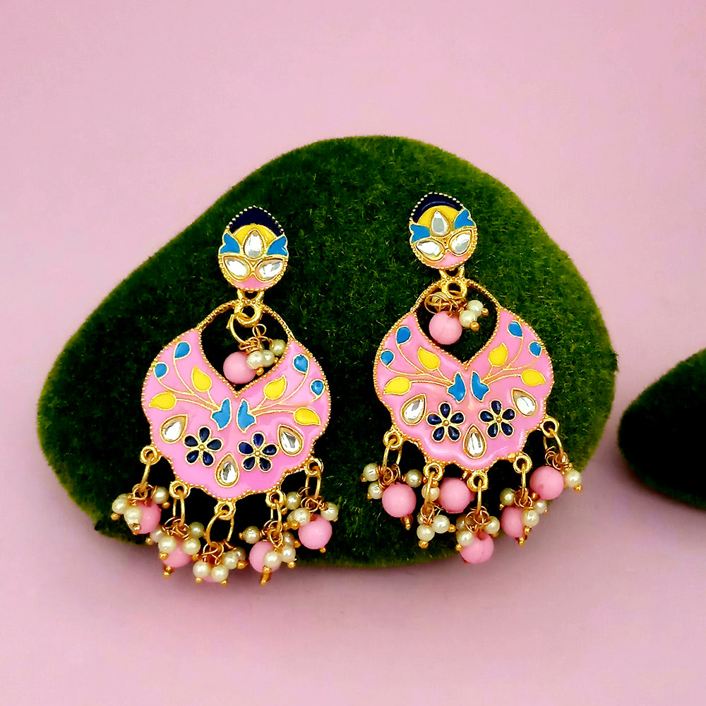 Amina Creation Gold Plated Meenakari Dangler Earrings