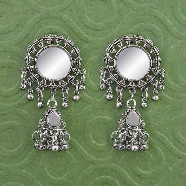 Jeweljunk Silver Plated Mirror Dangler Earrings - 1314791