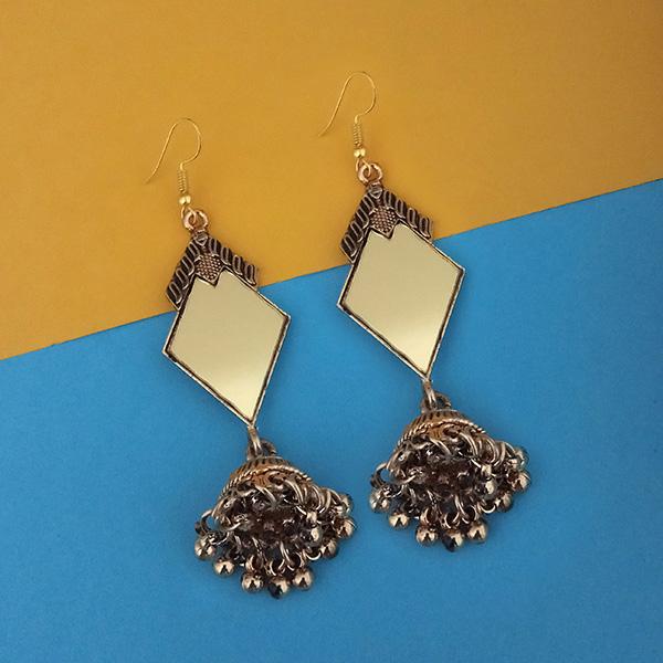 Tip Top Fashions Antique Gold Plated Mirror Jhumki Earrings - 1314939B