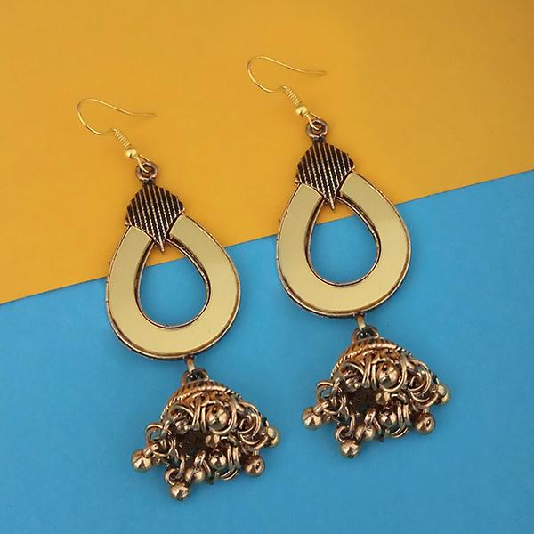 Tip Top Fashions Antique Gold Plated Mirror Jhumki Earrings - 1314943B