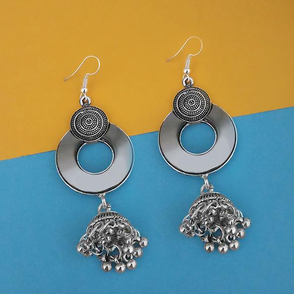 Tip Top Fashions Oxidised Plated Mirror Jhumki Earrings - 1314944A