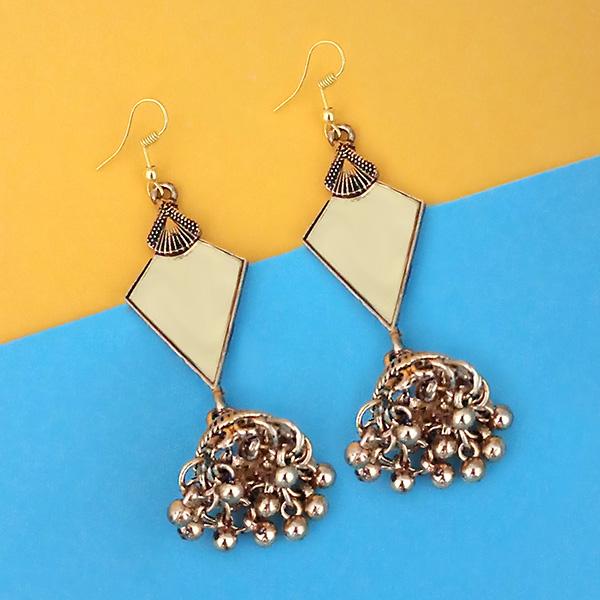 Jeweljunk Antique Gold Plated Mirror Jhumki Earrings - 1314951B